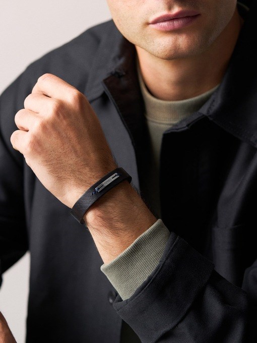Machine Rugged Midnight Blue and Black Leather Strap Bracelet
