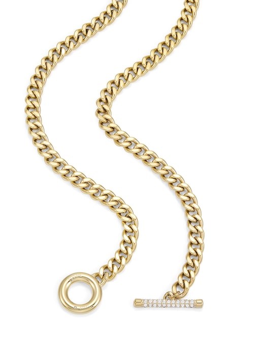 Fossil Carlie T-Bar Gold Necklace JF04956710 Fossil Carlie T-Bar Gold Necklace JF04956710