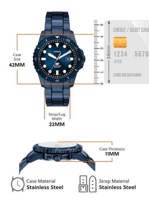 Fossil Blue Dive Three-Hand Navy Stainless Steel Watch Fossil Blue Dive Three-Hand Navy Stainless Steel Watch