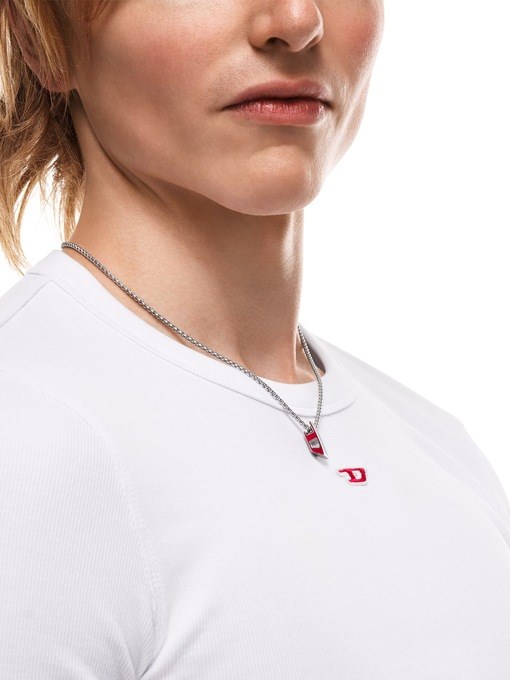 Diesel D Logo Silver Necklace DX1689040