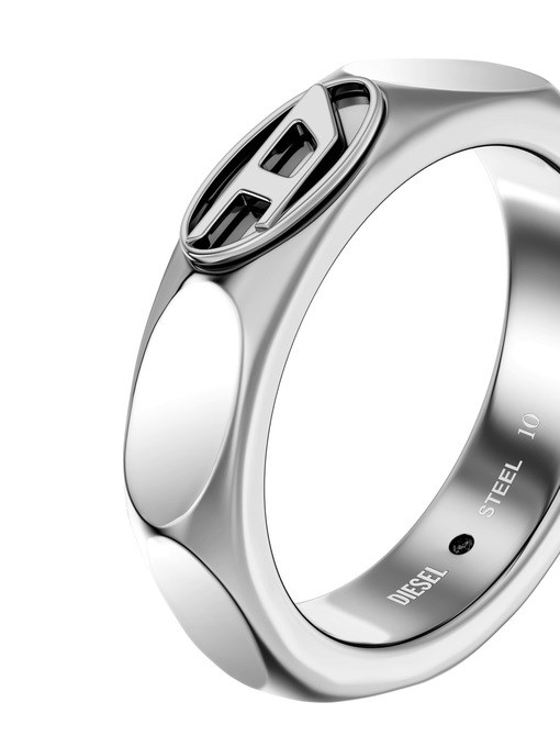Diesel Oval D Logo Silver Ring DX1693040