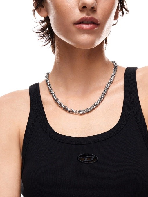 Diesel Diesel Font Silver Necklace DX1694040