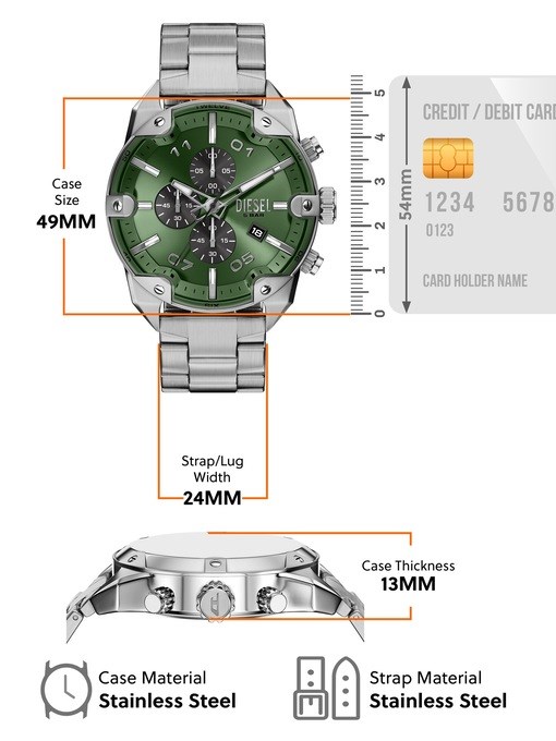 Diesel Spiked Silver Watch DZ4712 Diesel Spiked Silver Watch DZ4712