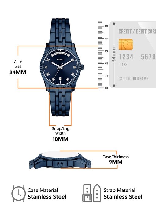 Scarlette Three-Hand Navy Stainless Steel Watch