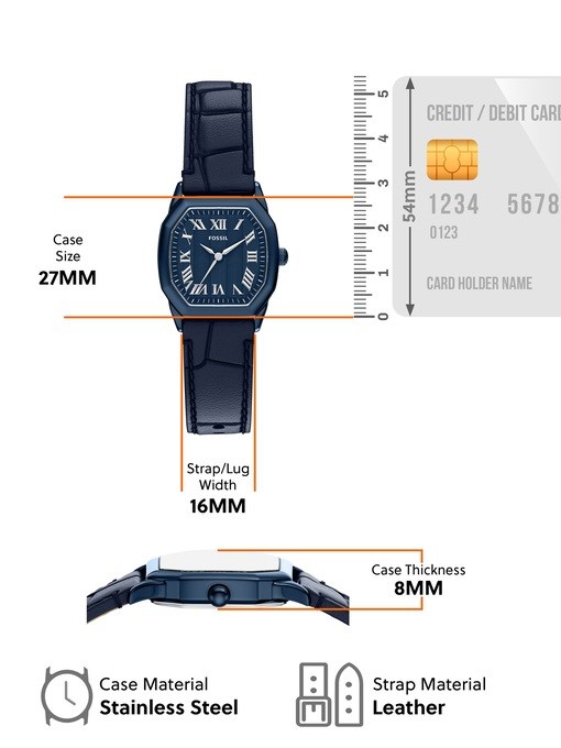 Harlow Three-Hand Navy Leather Watch Harlow Three-Hand Navy Leather Watch