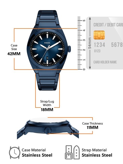 Everett Three-Hand Navy Stainless Steel Watch
