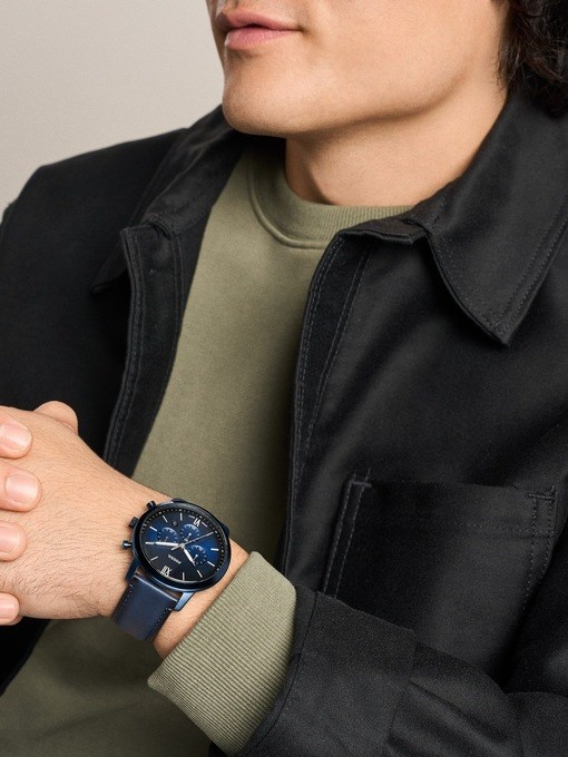 Neutra Chronograph Navy Leather Watch