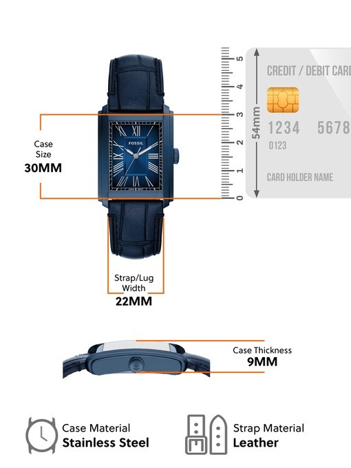 Carraway Three-Hand Navy Croco Leather Watch Carraway Three-Hand Navy Croco Leather Watch