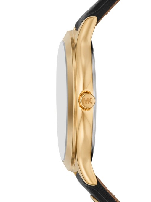 Michael Kors Slim Runway Three-Hand Black Leather Watch Michael Kors Slim Runway Three-Hand Black Leather Watch