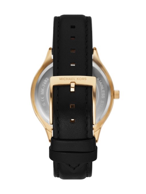 Michael Kors Slim Runway Three-Hand Black Leather Watch Michael Kors Slim Runway Three-Hand Black Leather Watch