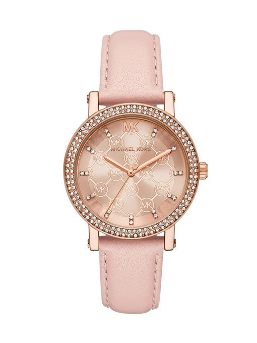 Michael Kors Corey Three-Hand Pink Leather Watch