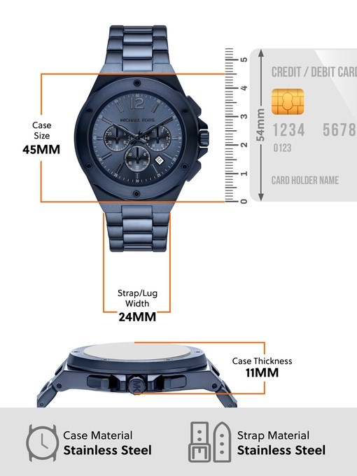 Michael Kors Lennox Chronograph Blue Stainless Steel Watch Michael Kors Lennox Chronograph Blue Stainless Steel Watch