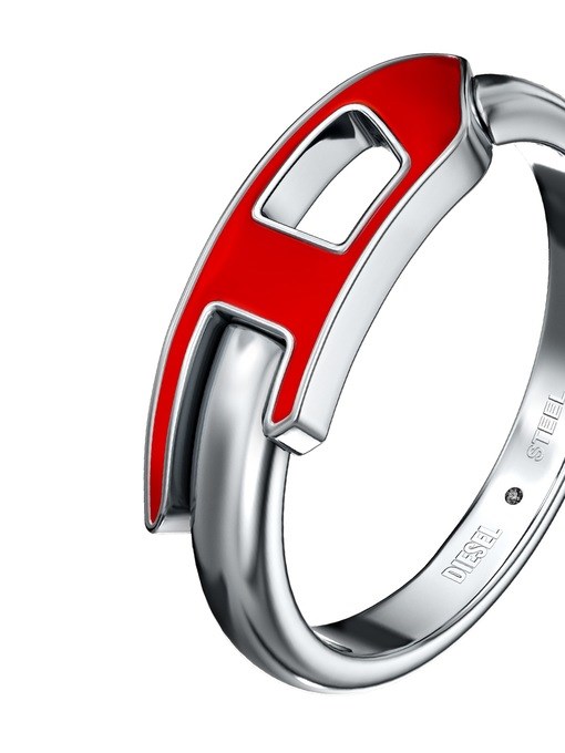 Diesel D Logo Silver Ring DX1688040