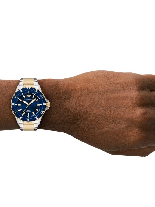 Emporio Armani World Explorer Solar-Powered Three-Hand Two-Tone Stainless Steel Watch Emporio Armani World Explorer Solar-Powered Three-Hand Two-Tone Stainless Steel Watch