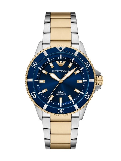 Emporio Armani World Explorer Solar-Powered Three-Hand Two-Tone Stainless Steel Watch