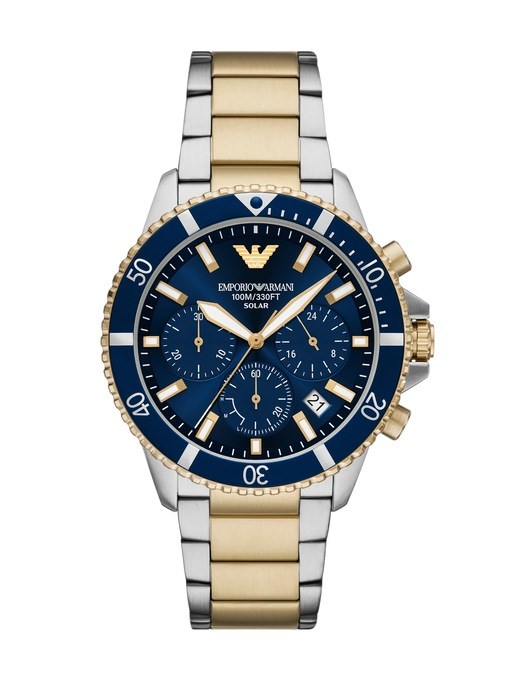 Emporio Armani World Explorer Solar-Powered Chronograph Two-Tone Stainless Steel Watch Emporio Armani World Explorer Solar-Powered Chronograph Two-Tone Stainless Steel Watch