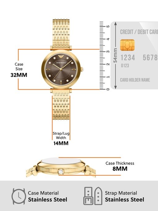 Emporio Armani Archelia Three-Hand Gold-Tone Stainless Steel Watch