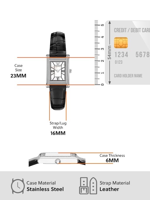 Emporio Armani Two-Hand Black Leather Watch Emporio Armani Two-Hand Black Leather Watch