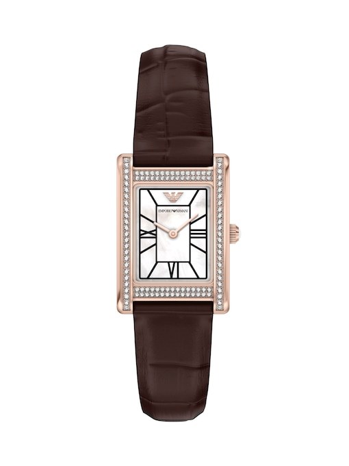 Emporio Armani Two-Hand Brown Leather Watch Emporio Armani Two-Hand Brown Leather Watch