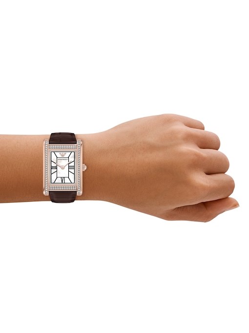 Emporio Armani Two-Hand Brown Leather Watch Emporio Armani Two-Hand Brown Leather Watch
