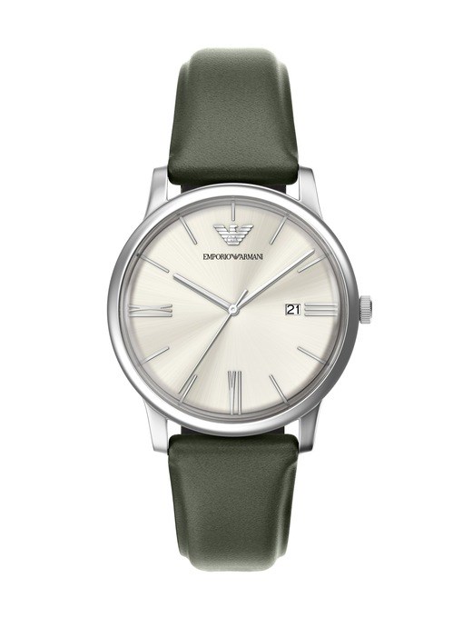 Emporio Armani Three-Hand Date Green Leather Watch Emporio Armani Three-Hand Date Green Leather Watch