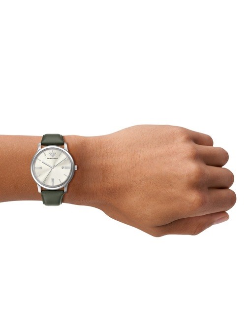 Emporio Armani Three-Hand Date Green Leather Watch Emporio Armani Three-Hand Date Green Leather Watch