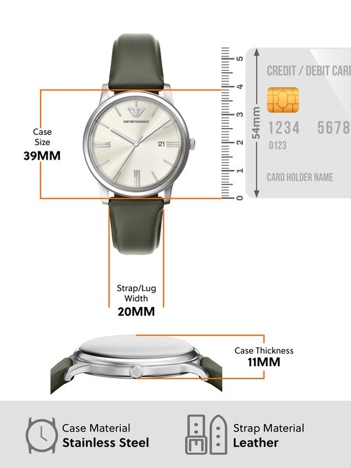 Emporio Armani Three-Hand Date Green Leather Watch Emporio Armani Three-Hand Date Green Leather Watch