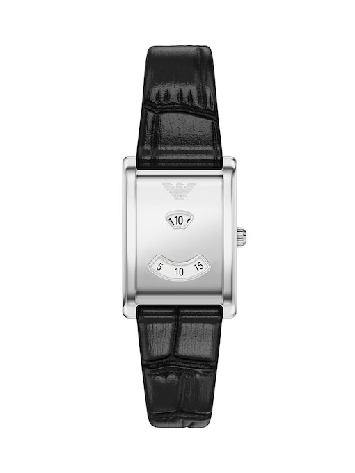 Emporio Armani Two-Hand Black Leather Watch Emporio Armani Two-Hand Black Leather Watch