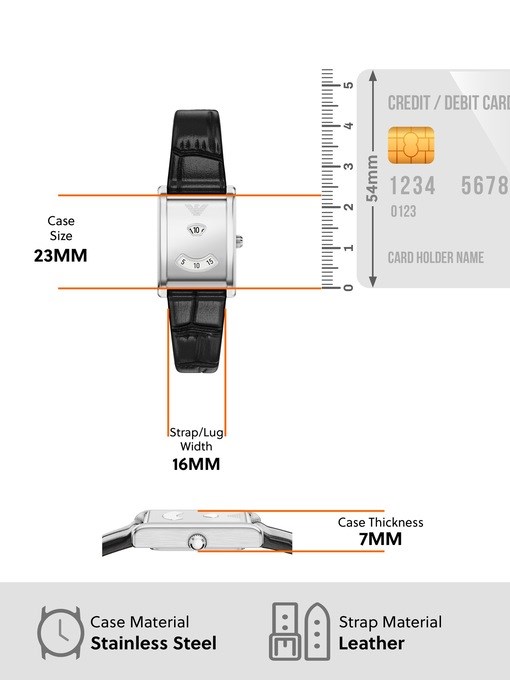 Emporio Armani Two-Hand Black Leather Watch Emporio Armani Two-Hand Black Leather Watch