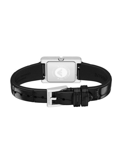 Emporio Armani Two-Hand Black Leather Watch Emporio Armani Two-Hand Black Leather Watch
