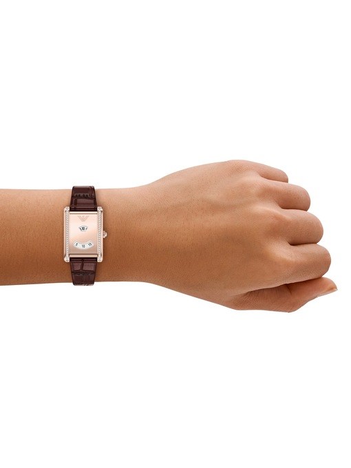 Emporio Armani Two-Hand Brown Leather Watch Emporio Armani Two-Hand Brown Leather Watch
