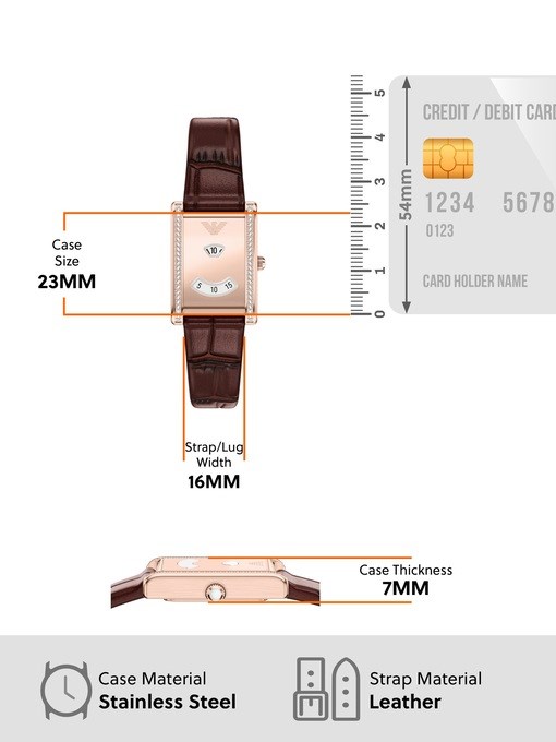 Emporio Armani Two-Hand Brown Leather Watch