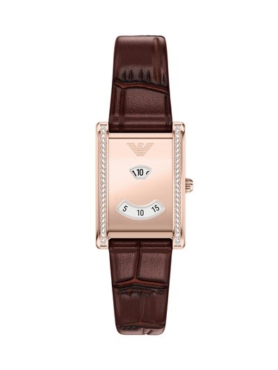 Emporio Armani Two-Hand Brown Leather Watch