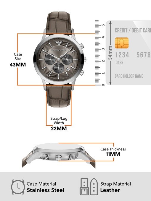 Emporio Armani Archetipo Chronograph Gray Leather Watch