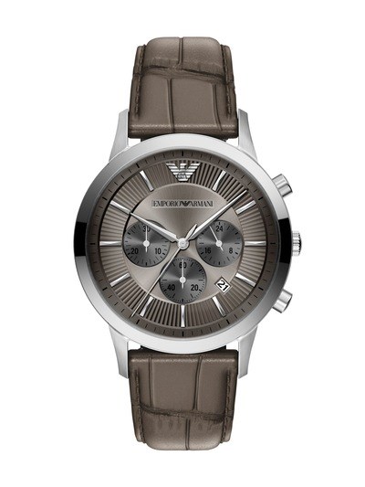 Emporio Armani Archetipo Chronograph Gray Leather Watch