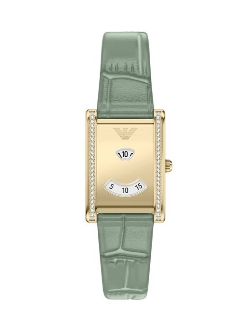 Emporio Armani Two-Hand Green Leather Watch