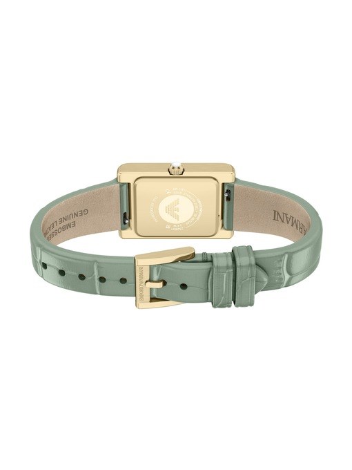 Emporio Armani Two-Hand Green Leather Watch