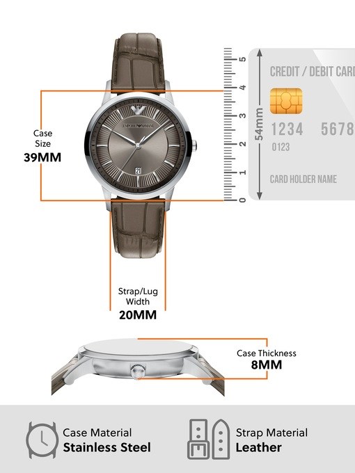 Emporio Armani Archetipo Three-Hand Date Gray Leather Watch Emporio Armani Archetipo Three-Hand Date Gray Leather Watch