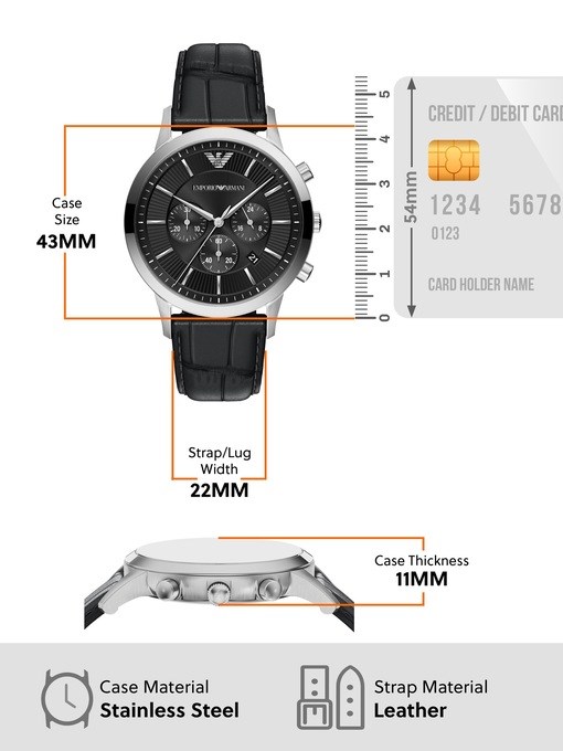 Emporio Armani Archetipo Chronograph Black Leather Watch