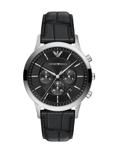 Emporio Armani Archetipo Chronograph Black Leather Watch