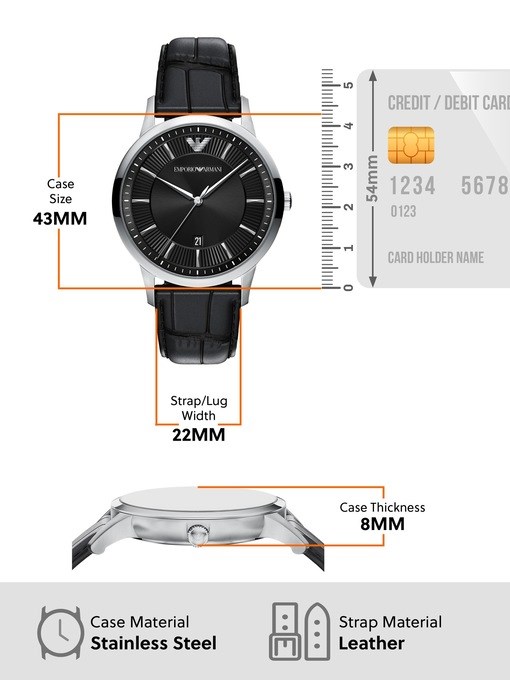 Emporio Armani Archetipo Three-Hand Black Leather Watch