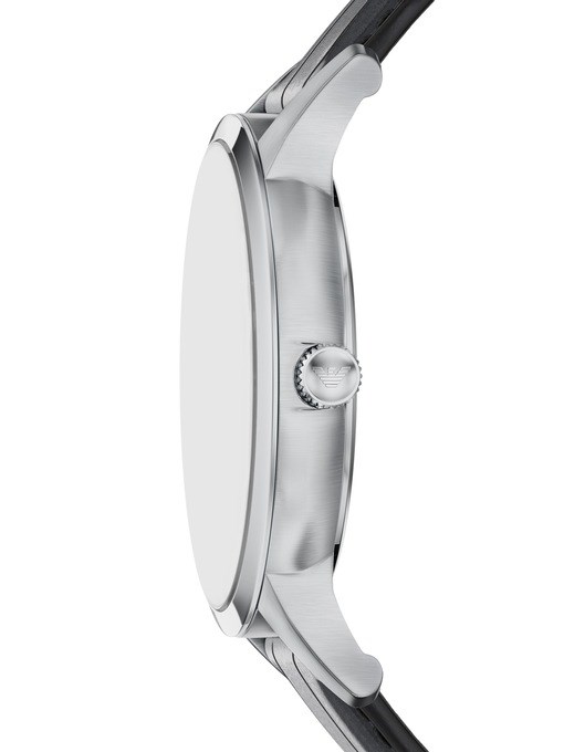 Emporio Armani Archetipo Three-Hand Black Leather Watch