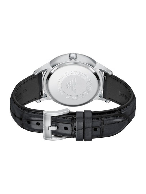 Emporio Armani Archetipo Three-Hand Black Leather Watch