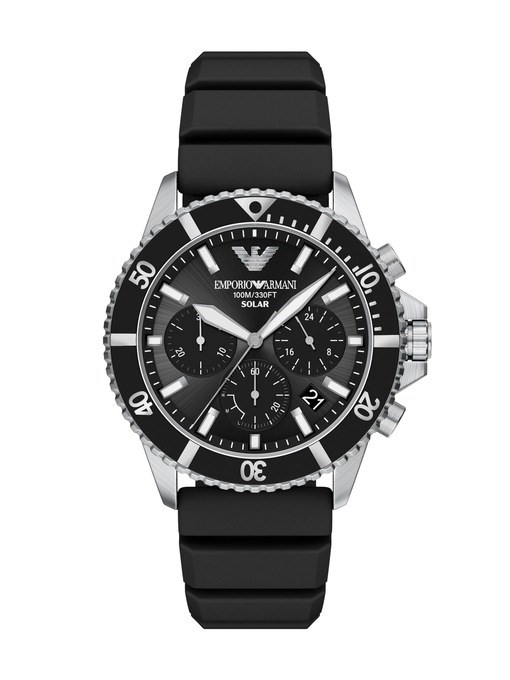 Emporio Armani World Explorer Chronograph Black Silicone Watch Emporio Armani World Explorer Chronograph Black Silicone Watch