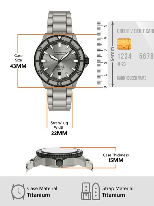 Emporio Armani Sea Explorer Automatic Three-Hand Date Titanium Watch Emporio Armani Sea Explorer Automatic Three-Hand Date Titanium Watch