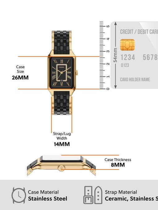 Raquel Three-Hand Date Gold-Tone Stainless Steel and Black Ceramic Watch Raquel Three-Hand Date Gold-Tone Stainless Steel and Black Ceramic Watch