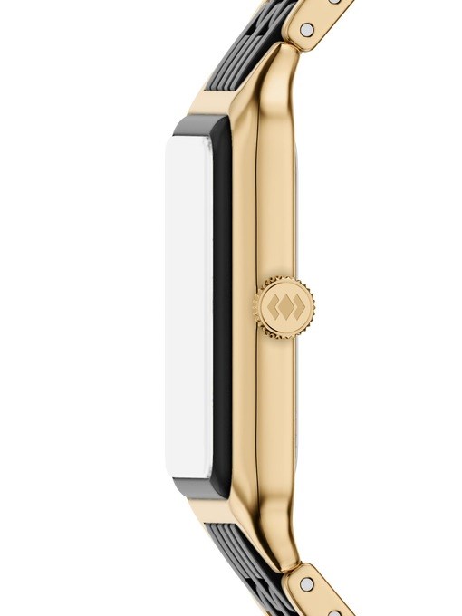 Raquel Three-Hand Date Gold-Tone Stainless Steel and Black Ceramic Watch Raquel Three-Hand Date Gold-Tone Stainless Steel and Black Ceramic Watch