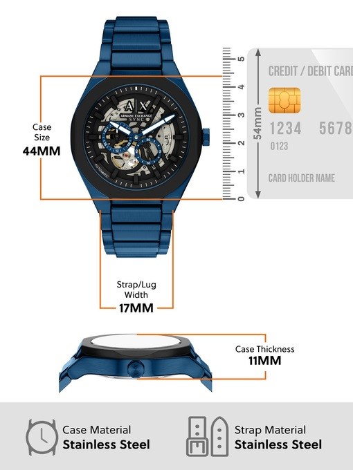 Armani Exchange Sync Automatic Blue Stainless Steel Watch Armani Exchange Sync Automatic Blue Stainless Steel Watch