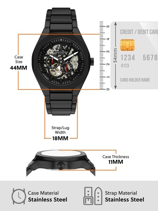 Armani Exchange Sync Automatic Black Stainless Steel Watch Armani Exchange Sync Automatic Black Stainless Steel Watch