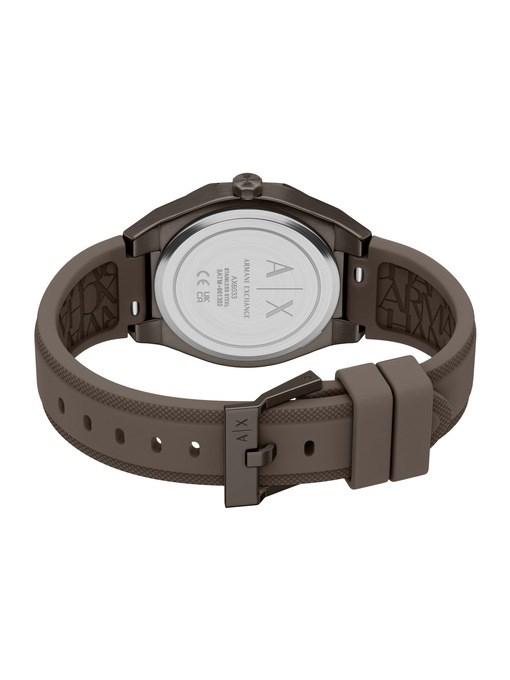 Armani Exchange Sync Three-Hand Brown Silicone Watch Armani Exchange Sync Three-Hand Brown Silicone Watch